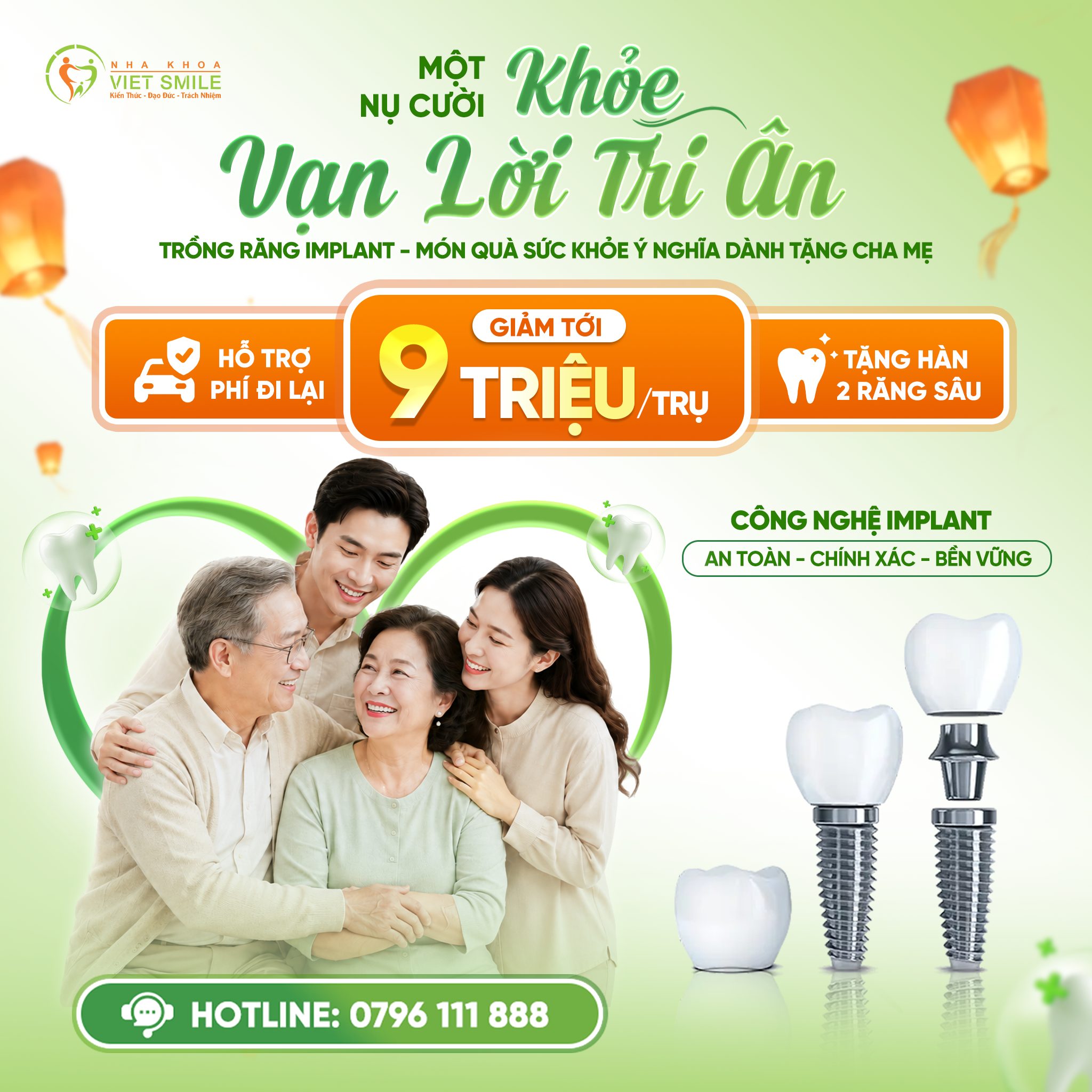 ƯU ĐÃI TRỒNG RĂNG IMPLANT THÁNG 8